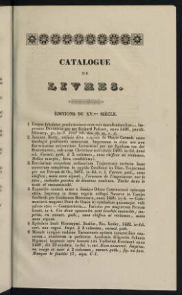 1-14, Éditions du XV.me Siècle