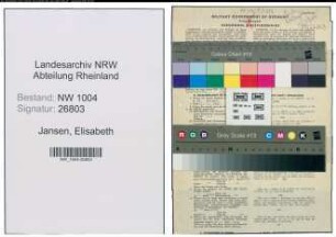 Entnazifizierung Elisabeth Jansen , geb. 28.03.1914 (Verw.Angestellter)