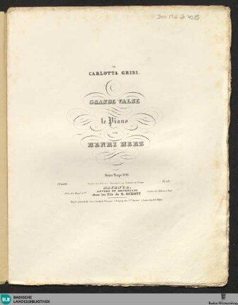 La Carlotta Grisi : grande valse pour le piano
