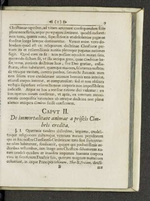 Capvt. II. De immortalitate animae a priscis Cimbris credita.