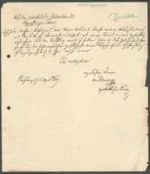 Brief von Josef Dorner an Regensburgische Botanische Gesellschaft