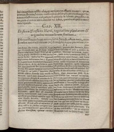 Cap. XII. De fluxu & refluxu Maris, vegetatione plantarum & originibus nonnullorum fontium.