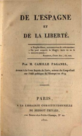 De l'Espagne et de la liberté
