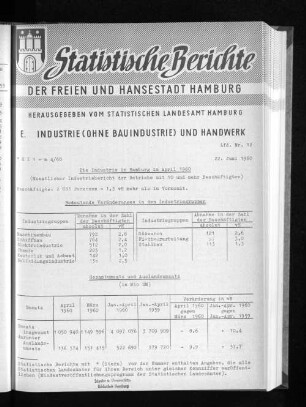 Die Industrie in Hamburg im April 1960 : Lfd. Nr. 12