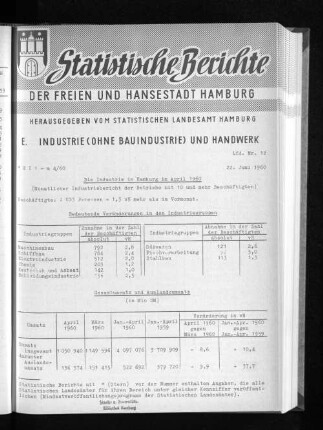 Die Industrie in Hamburg im April 1960 : Lfd. Nr. 12