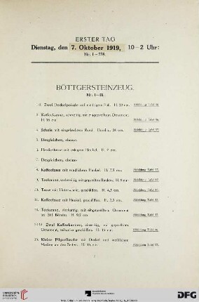 Böttgersteinzeug (Nr. 1-58)