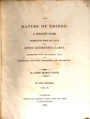 The nature of things : a didactic poem ; in two volumes, 2