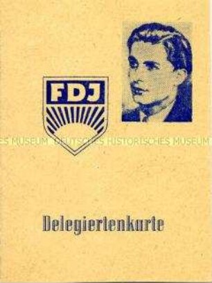 Delegiertenkarte zur 18. Delegiertenkonferenz der FDJ-Grundorganisation "Philipp Müller" des VEB Bergmann-Borsig
