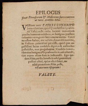 Epilogus finito Phonascorum & Musicorum suavi ...