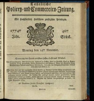 46tes Stueck, Montag den 14ten November 1774