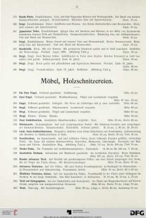 Möbel, Holzschnitzereien (Nr. 187-308)