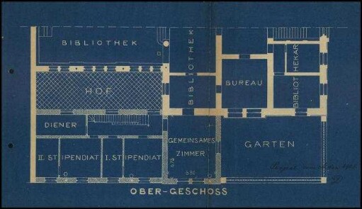 Blaupause Obergeschoss Pinakoton-Straße