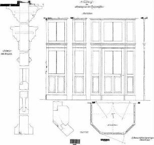 Sigmaringen: Erweiterung des Postgebäudes Schalter Detail Erker (Schnitt,Ansichten)