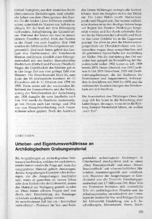 Urheber- und Eigentumsverhältnisse an Archäologischem Grabungsmaterial