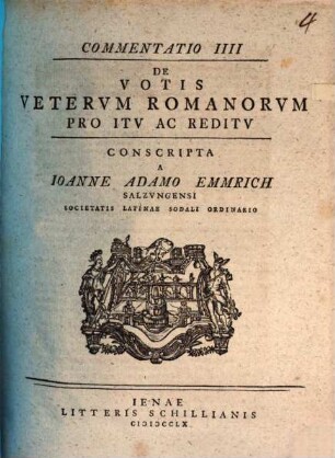 De Votis Vetervm Romanorvm Pro Itv Ac Reditv : Commentatio, 4