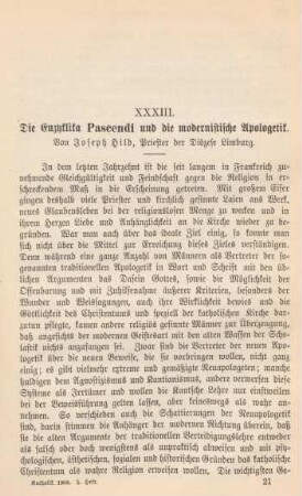 321-341 Die Enzyklika Pascendi und die modernistische Apologetik