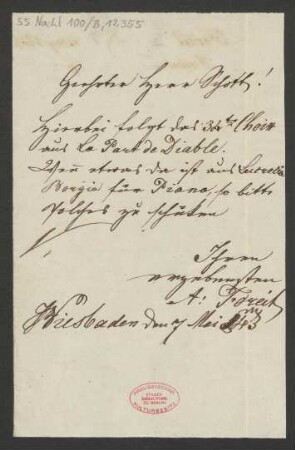 Brief an B. Schott's Söhne : 07.05.1843
