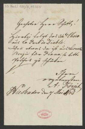 Brief an B. Schott's Söhne : 07.05.1843