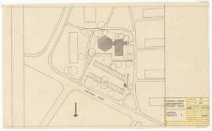 1. Kirche Christi Wissenschafter, Karlsruhe: Lageplan Variante E 1:500