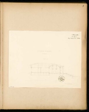 Kaffeehaus am Wasser Monatskonkurrenz März 1873: Querschnitt; 1:150, Maßstabsleiste