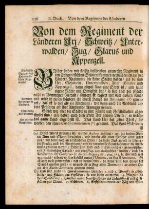 Von dem Regiment der Länderen Uri / Schweitz / Unterwalden / Zug / Glarus und Appenzell