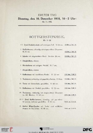Böttgersteinzeug (Nr. 1-58)