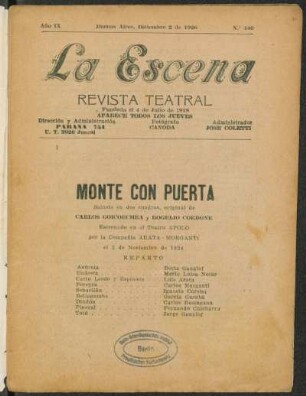 Monte con puerta : sainete en dos cuadros