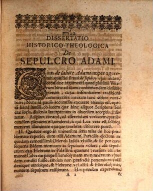 Dissertatio Historico-Theologica De Sepulcro Adami