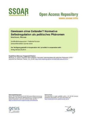 Gewissen ohne Geländer? Normative Selbstregulation als politisches Phänomen