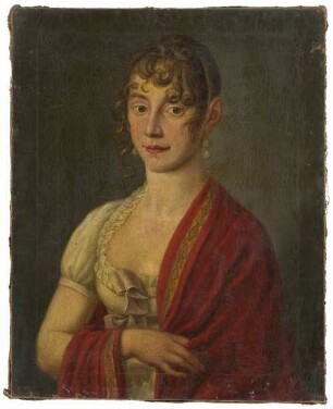Bildnis einer jungen Frau in weißem Empirekleid