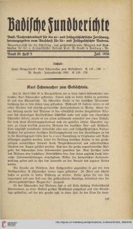 3: Karl Schuhmacher zum Gedächtnis