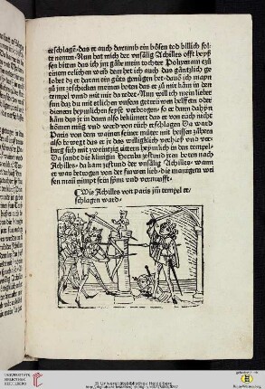 Wie Achilles von Paris im tempel erschlagen ward […] [Tod des Achill, Tod Paris, Penthesilea kommt den Trojanern zu Hilfe]