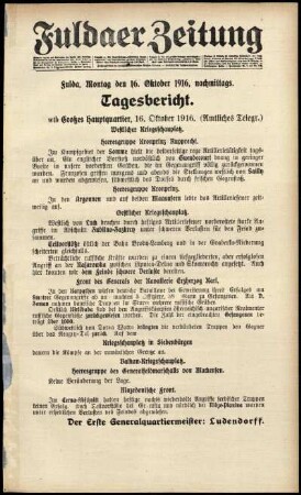 Ausgabe vom Montag, den 16. Oktober 1916.