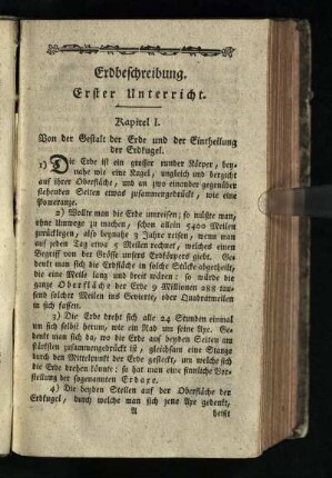 Erdbeschreibung: Erster Unterricht. Kapitel I.