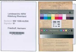 Entnazifizierung Hermann Friedhoff , geb. 16.09.1904 (Zollsekretaer)