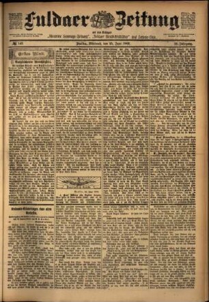Erste Ausgabe vom Mittwoch, den 25. Juni 1902.