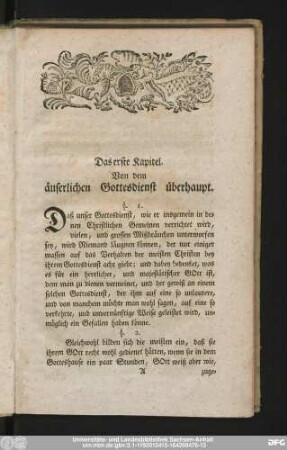 Das erste Kapitel. Von dem äuserlichen Gottesdienst überhaupt.