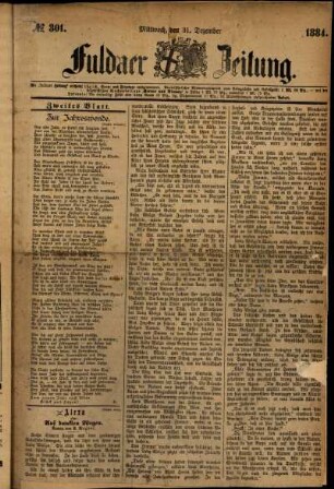 Ausgabe vom Mittwoch, den 31. Dezember 1884.