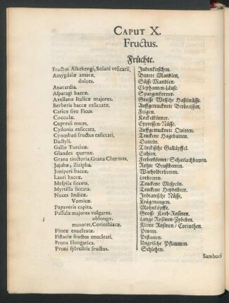 Caput X. Fructus. Früchte.