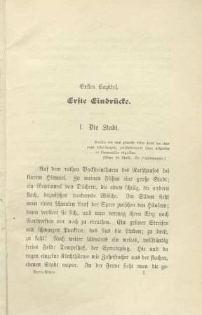 Erstes Kapitel. Erste Eindrücke