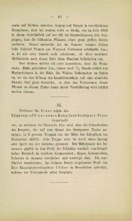 Längenprofil der neuen Bahnlinie Stuttgart-Freundenstadt (Fraas)