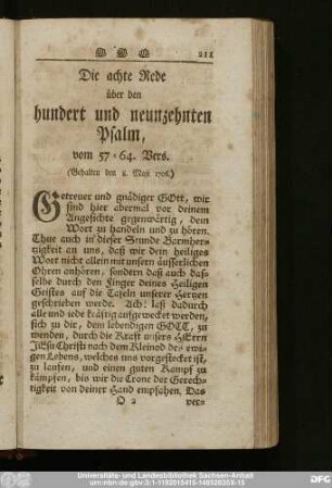 Die achte Rede über den hundert und neunzehnten Psalm, vom 57-64. Vers.