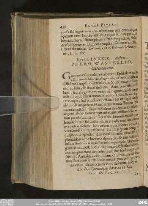 Epist. LXXXIX. Alostum. Petro Wasteelio, Carmelitano.