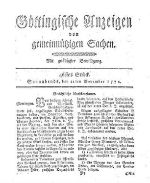 46stes Stück. Sonnabends, den 21ten November 1772.