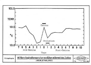 Mittlere Vaginaltemperatur von Kühen während des Zyklus