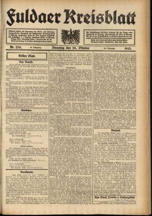 Erste Ausgabe vom Dienstag, den 28. Oktober 1913.