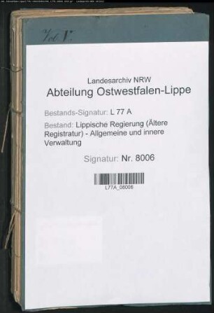 Feuerpolizei im Amt Varenholz, Vogtei Langenholzhausen, Bd. 5