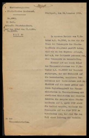 Geplante Neuausgabe eines Staatshandbuchs für Württemberg