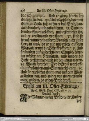 Epistel am III. Oster-Feyertage
