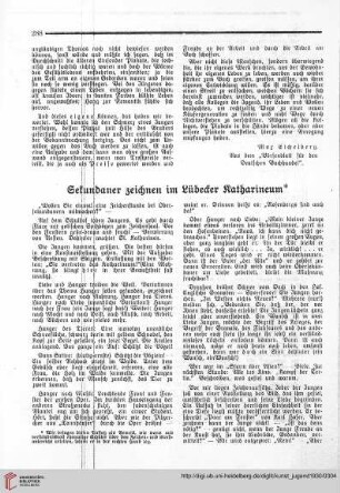 N.F. 10.1930: Sekundaner zeichnen im Lübecker Katharineum